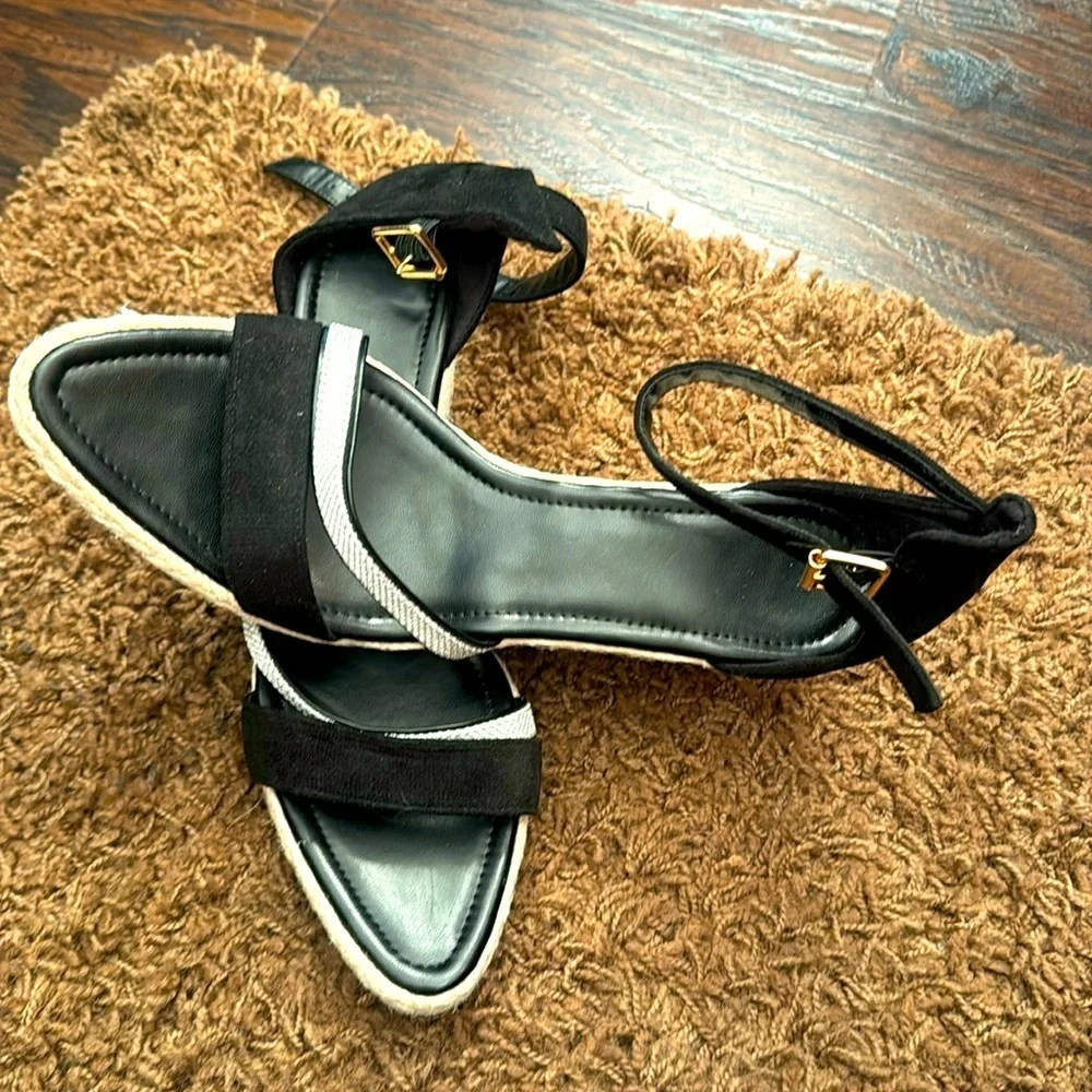 Ankle Strap Espadrille Faux Suede Wedge Sandals